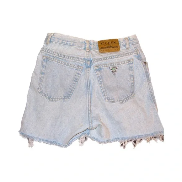 SOLDLight blue vintage 90s guess cut off jean shorts - Picture 1 of 2